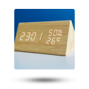 Triangle Wooden Style Digital LED Clock